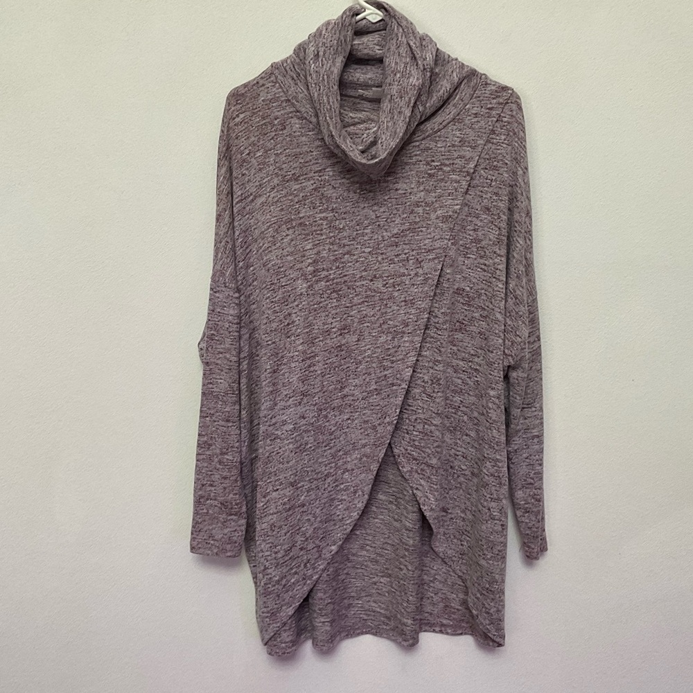Wonderland By Orange Purple Cowl Wrap Front Tunic Long Sleeve Tunic Size Large